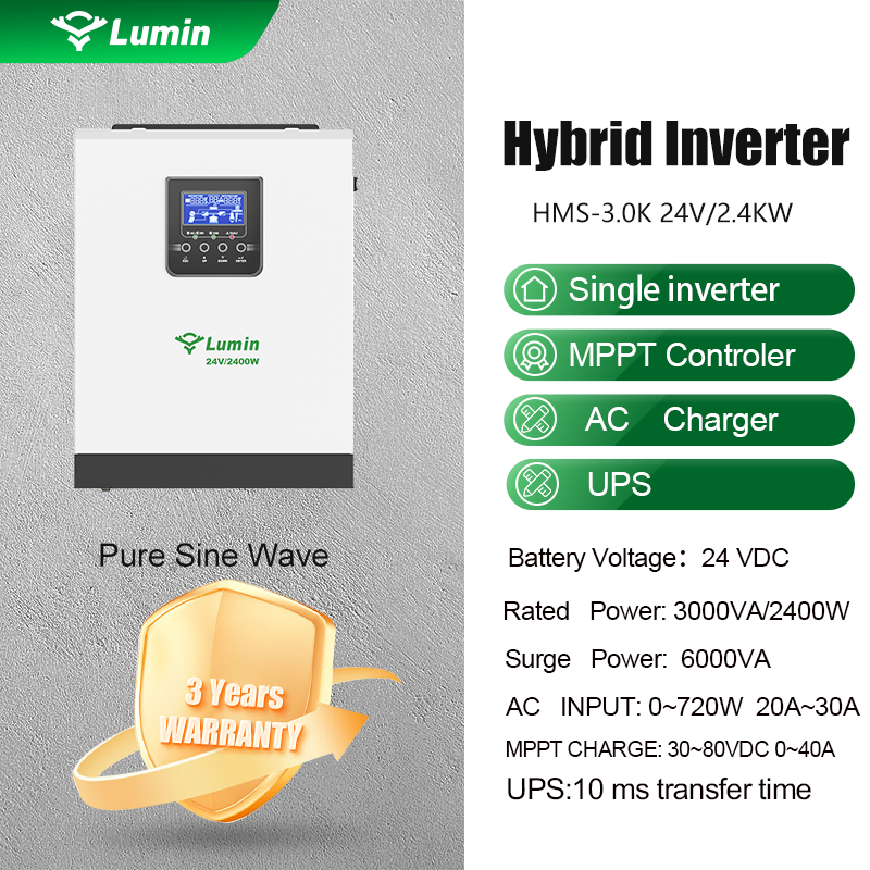 LUMIN Hybrid Inverter HMS-3.0k 24v 3KVA/2.4KW  70A