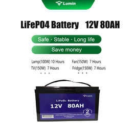 LUMIN LiFePO4 Battery 12v/80Ah (1024Wh) + BMS+1P4S