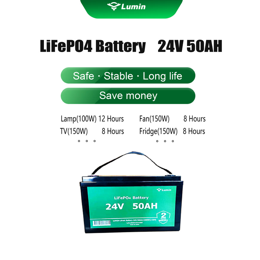 LUMIN LiFePO4 Battery 24v/50Ah (1200Wh) + BMS