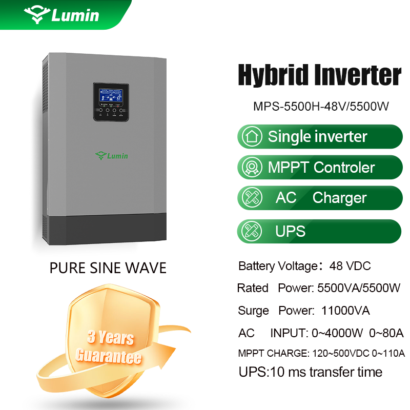 LUMIN Inverter MPS-H-48v/5500W Black and white