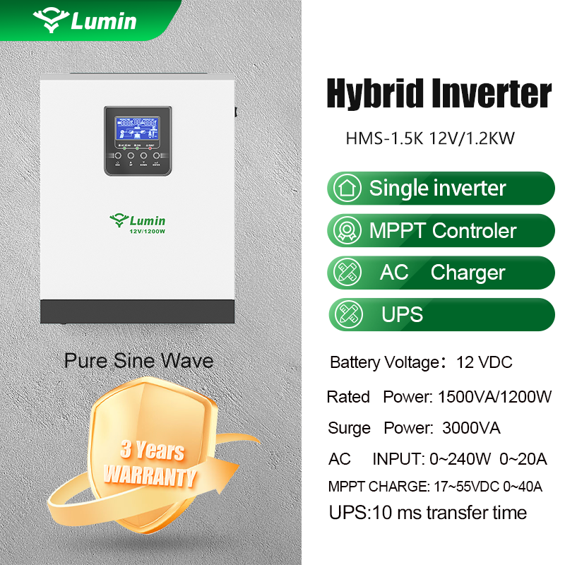 LUMIN Hybrid Inverter HMS-1.5k 12v 1.5KVA/1.2KW  60A