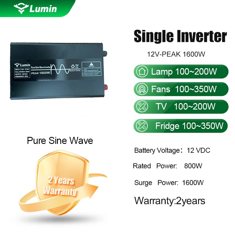 LUMIN inverter single pure sine wave 12v/800w SURGE 1600w